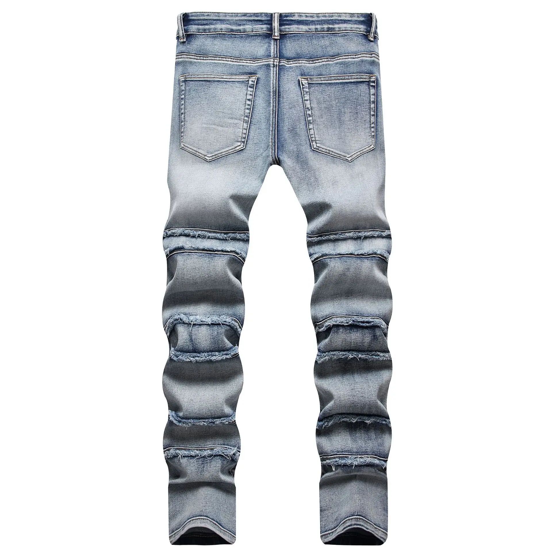 Hipster men's patchwork micro elastic jeans men's thinly thin broken elastic jeans Hip hop small feet rock slim denim pants men