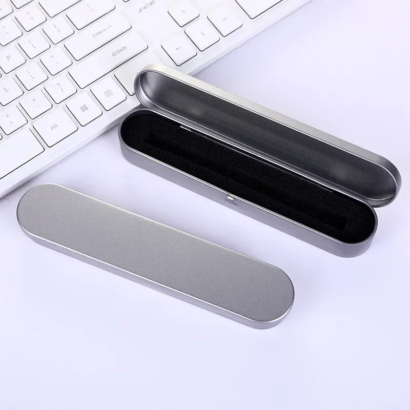 Stationery Box Silver Black Metal Pen Box Protection Box For Fountain Pen Pencils Stationery Gift Office School Supplies