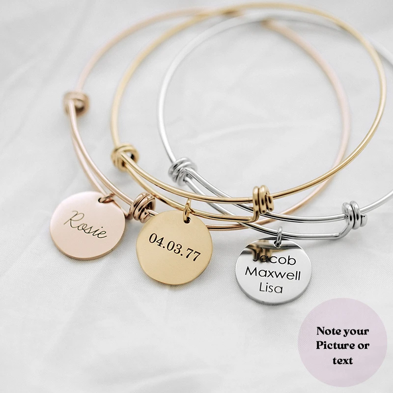 Brazalete personalizado con dijes, pulsera de la amistad con nombre, regalos de boda, Ideas de regalo de dama de honor, joyería madre, regalo mamá| | - AliExpress