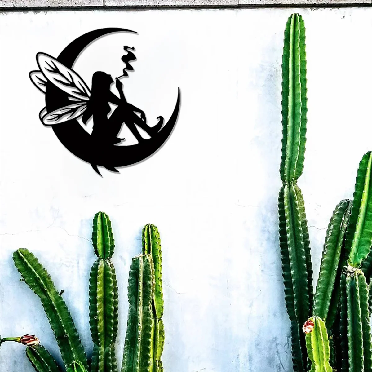 

Hello Young Black Metal Fairy Wall Hanging Decor Moon Phase Wall Art Indoor Outdoor Home Decor Fairy Gifts for Room Decor Iron