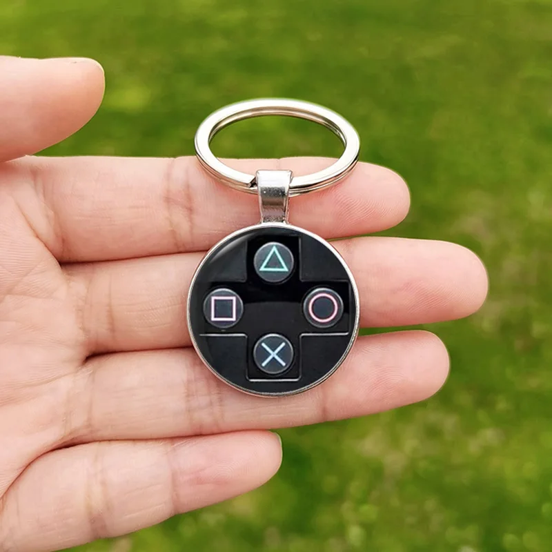 Game Controller Keychain Pendant Hip Hop Old Video Game Controller Picture Handmade Glass Cabochon Keychains Key Ring for Friend