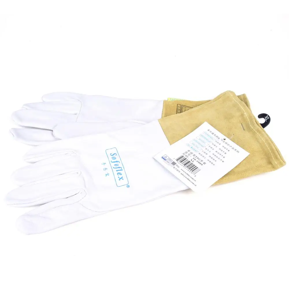 Pair TIG Welding Gloves 34cm(13.4") Goatskin Palm Cowhide Cuff Soft Sensitive Gloves CE Certificated WELDAS High Quality