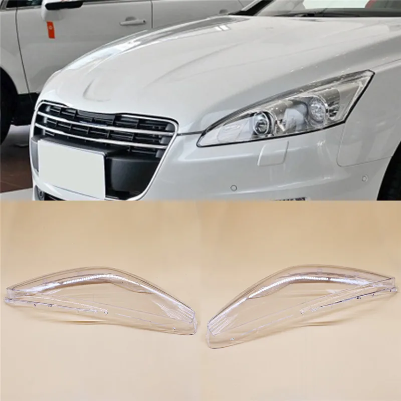 

Автомобильный передний налобный фонарь для Peugeot 508 2011-2014, налобный фонарь, абажур, налобный фонарь, налобный фонарь, крышки, стеклянные крышки для объектива