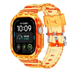 Premium Silicone Protective Case and Band for IWatch Ultra 4 49MM (Clean - Orange)