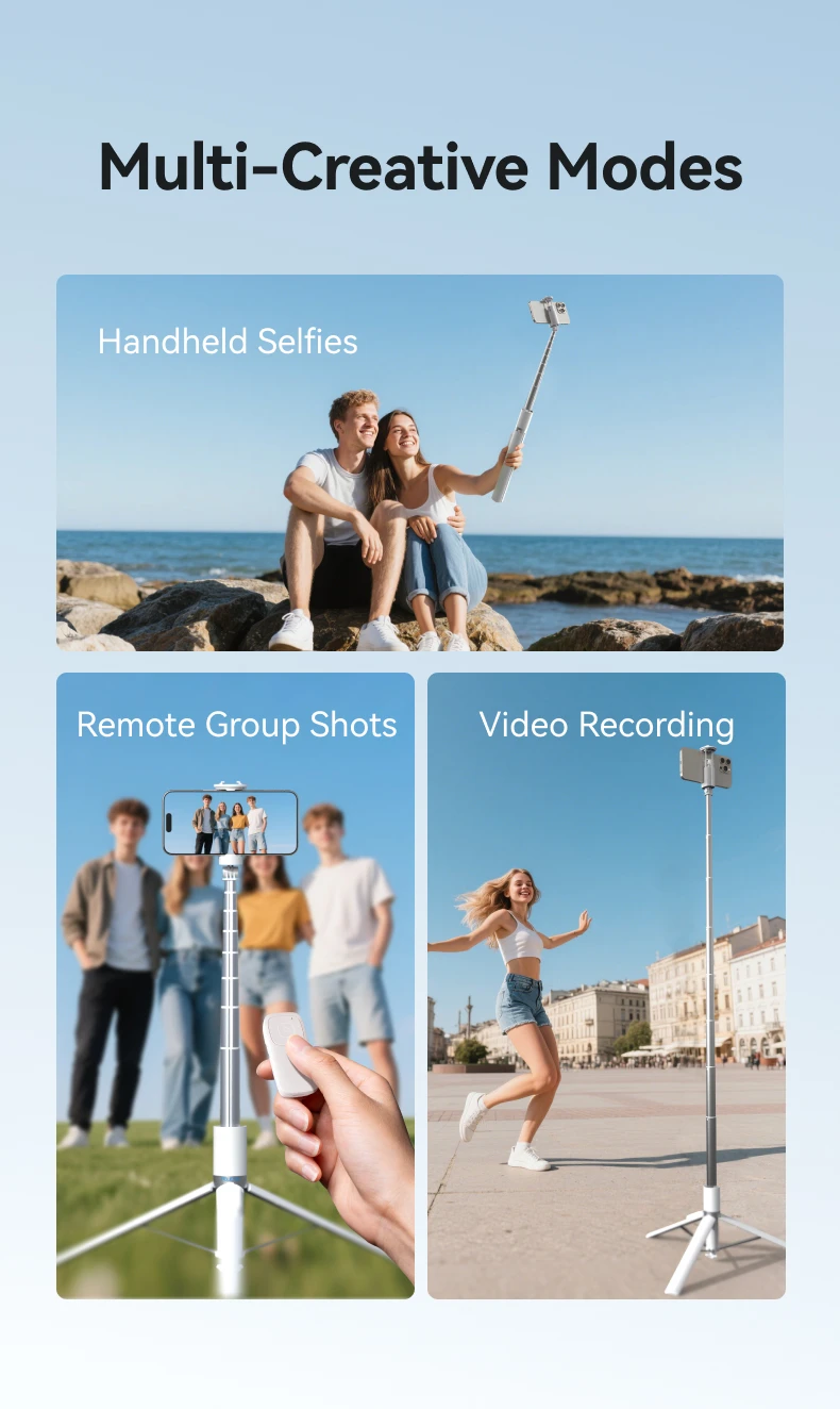 Auto-Opening Tripod Selfie Stick 1.7M 360° Rotation Adjustable selfie stick Wire