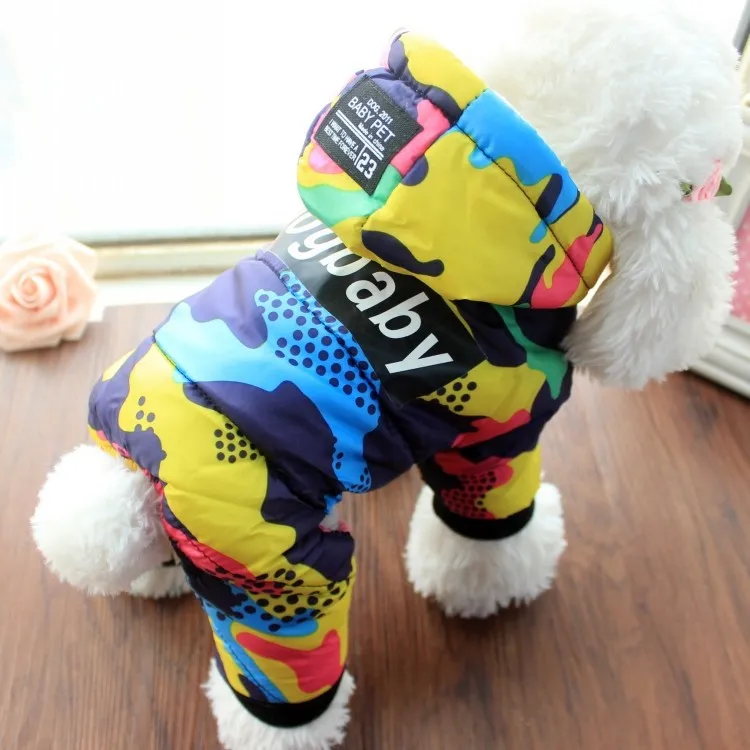 

Winter Pet Puppy Dog Clothes Fashion Camo Printed Small Dog Coat Warm Cotton Jacket Pet Outfits Ski Suit for Dogs Cats Costume