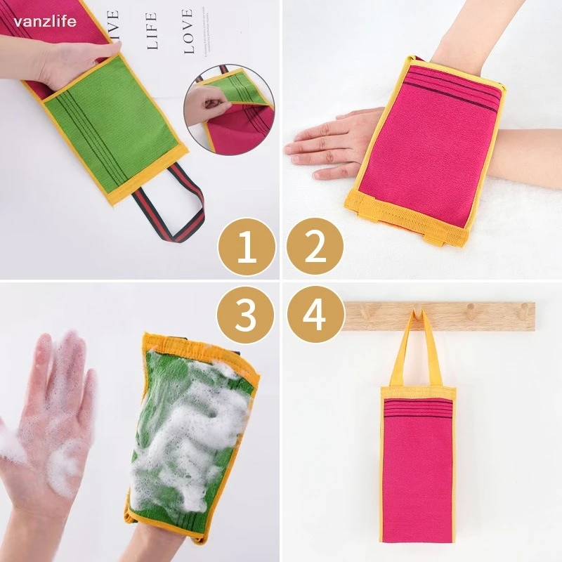Back Rubbings Strip Wash Towel Back Artifact Strong Ash and Mud Removal Back Rub Men and Women Bath Towel Bath Towel Gloves 4