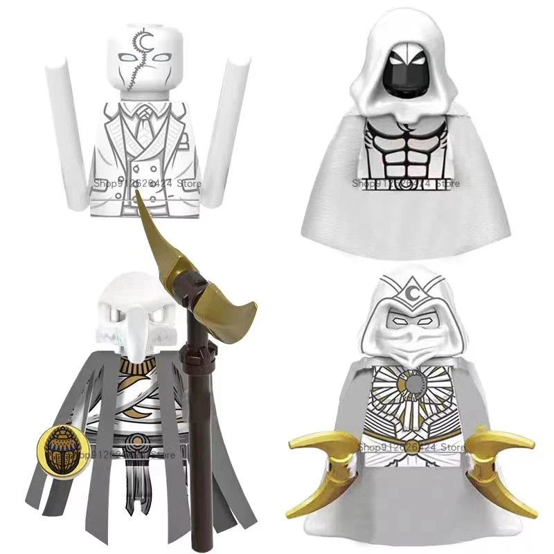 4Pcs/Set Superhero Building Blocks Loki Sylvie Moon Knight 3D Model DIY Building Block Toy Classic Movie Model Kids Toy Gift infantino blocks