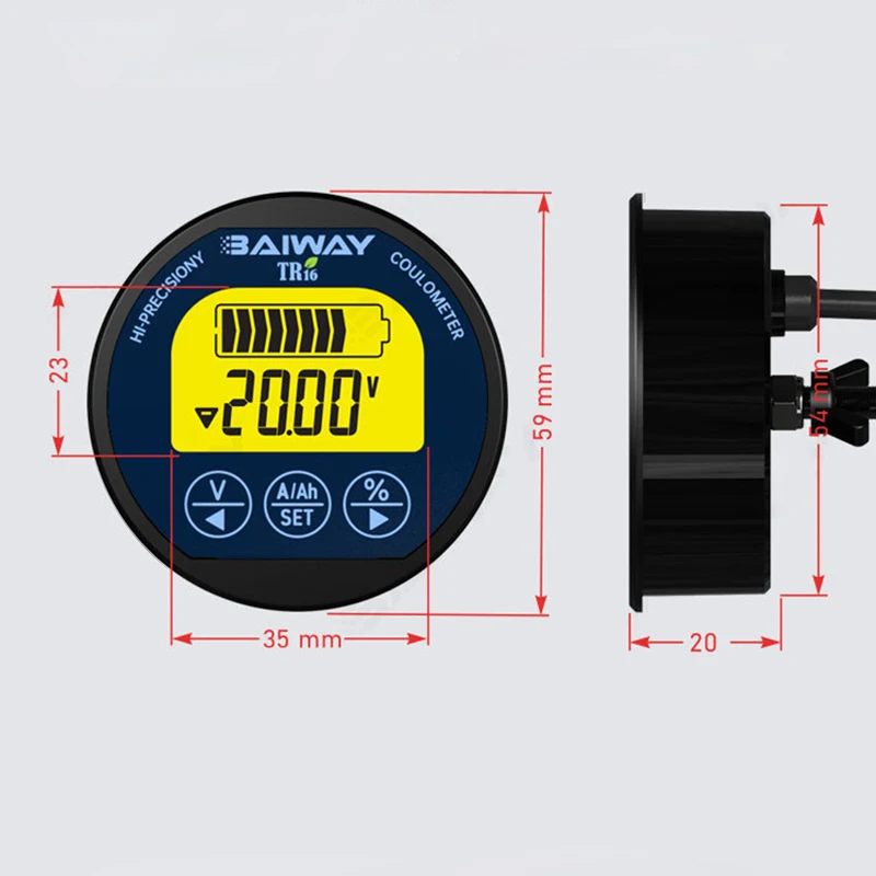 Lithium Battery Tester TR16 8-120V Waterproof Battery Capacity Tester 50A/100A/350A Coulometer Voltage Current Meter LCD Display for Lithium Batteries