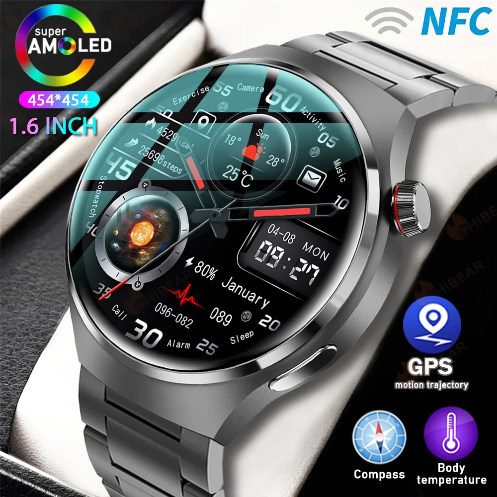 Voor Huawei Gt4 Pro Gps Nfc Smart Watch Mannen 360*360 Amoled Scherm Hartslag Bluetooth Call Ip68 Waterdichte Man Smartwatch 2024