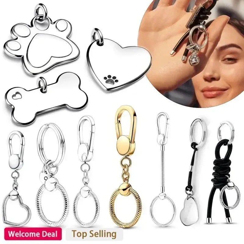 

Лидер продаж 2024, Классический женский браслет из стерлингового серебра 925 пробы, оригинальные очаровательные кольца, серьги «сделай сам», подарок