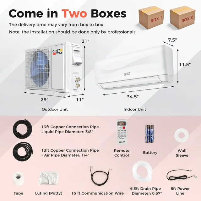12000BTU Mini Split Air Conditioner& Heater, 20 SEER2 115V Wall-Mounted Ductless AC Unit Cools Rooms up to 750 Sq. Ft 2