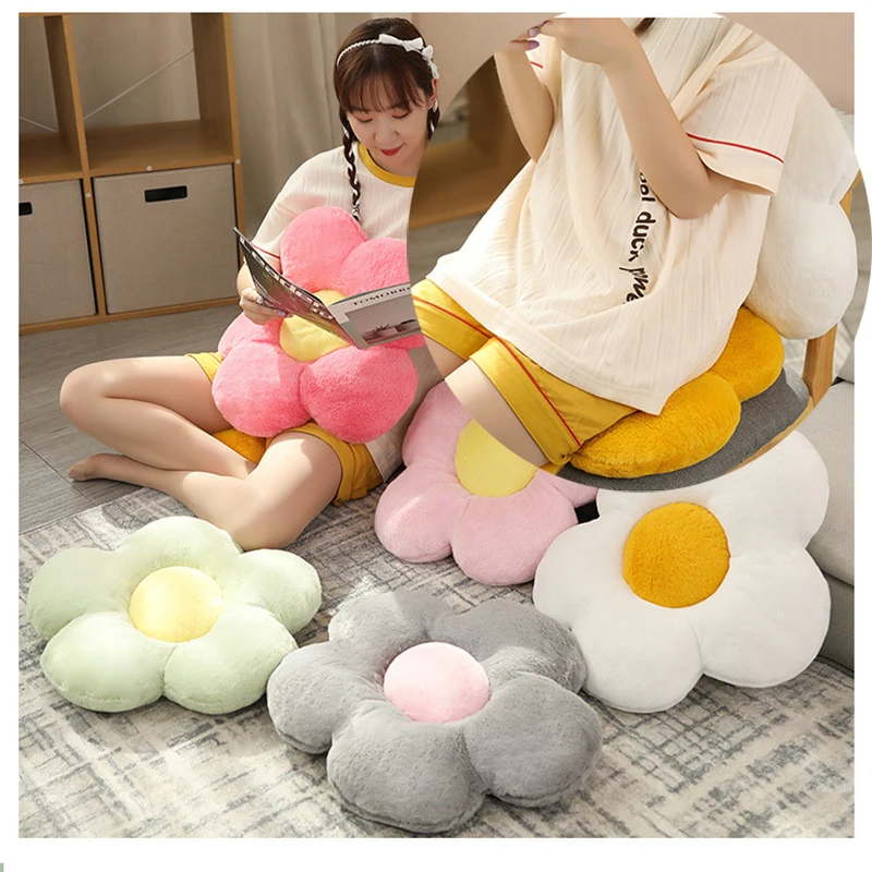 

35cm Fashion Sunflower Cushion Girly Room Decor Sunflower Pillow Bay Window Pink Flower Setting for Kids Bedroom Seat Pillow