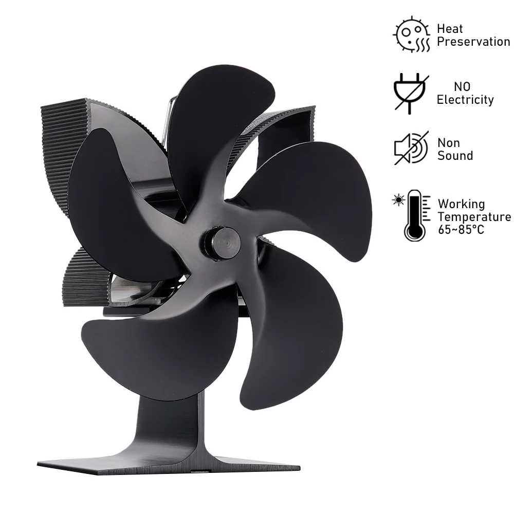 

5 Blades Heat Powered Stove Fan No Battery or Electricity Required Fireplace Fan Log Wood Burner Eco Quiet Fan Heat Distribution