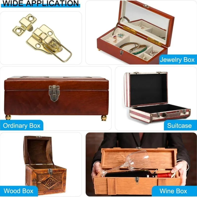 1/10sets Jewelry Wooden Box Hasps Iron Vintage Drawer Duckbill Latch Home Cabinet Furniture Latches Bag Decoration Locking Clasp