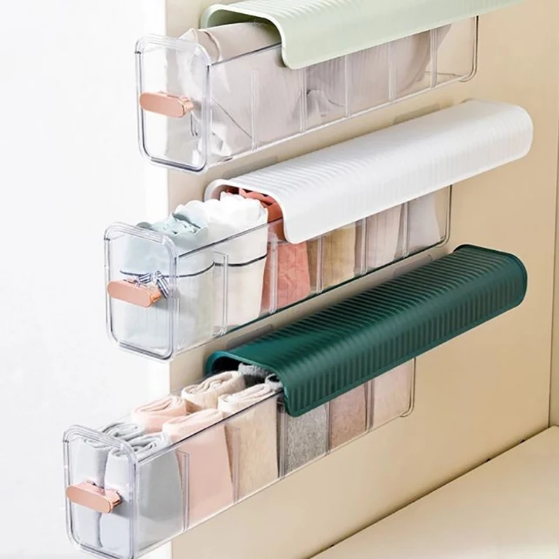 

1 Pc Wall Hanging Transparent Underwear Panties Storage Box Socks Storage Box Closet Organizer Pull-out Type Storage Organizer