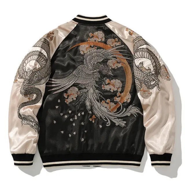 Spring and Autumn Embroidered Jacket Dragon Animal Men's Baseball Uniform Embroidered Contrast Color Casual Couple Clothes 5