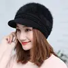 Hat Women's Winter Korean Rabbit Hair Hat New Winter Duck Tongue Hat Thickened Warm Knitted Hat 1