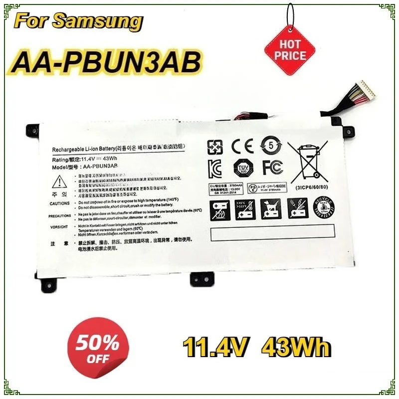 New AA-PBUN3AB Laptop Battery for SAMSUNG NP530E5M NP740U5L 8500GM 500R5M  300E4M PBUN3AB 11.4V 43Wh Replacement Battery