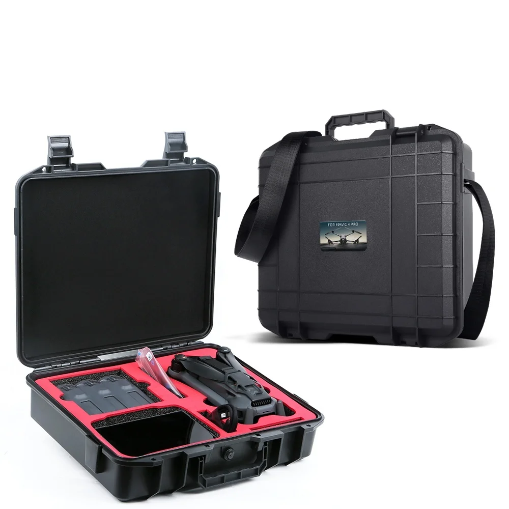 Vue de dessus de l'étui de sécurité étanche pour DJI Mavic 4 Pro, surface texturée résistante aux chocs