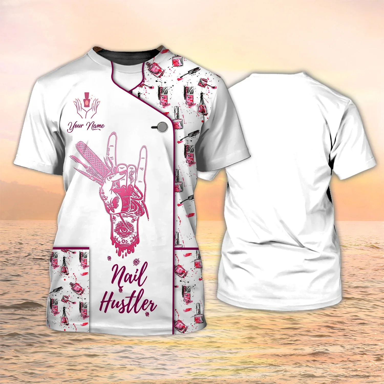 Neueste Sommer Mode männer T-shirt Nagel Techniker Nach Name 3D Gedruckt t shirt Unisex Casual Hemd Manicurist Uniform DW93 – Detail 34