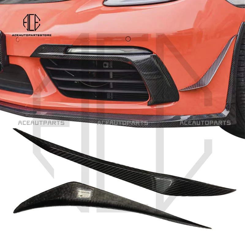 Decorazione Esterna Dry Carbon Fiber 718 Kit Carrozzeria Canard Anteriore Per Porsche 718 Boxster Cayman 2016-2022