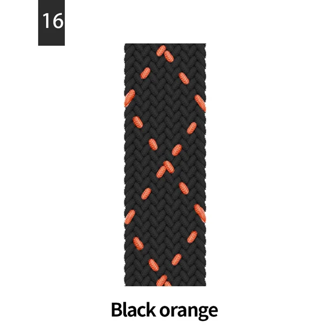 Braided Solo Loop For Apple Watch Band Se 76543 40mm 44mm Elastic Bracelet Strap on Smart Series 38mm 42mm 41mm 45mm Accessories 16 Black and orange