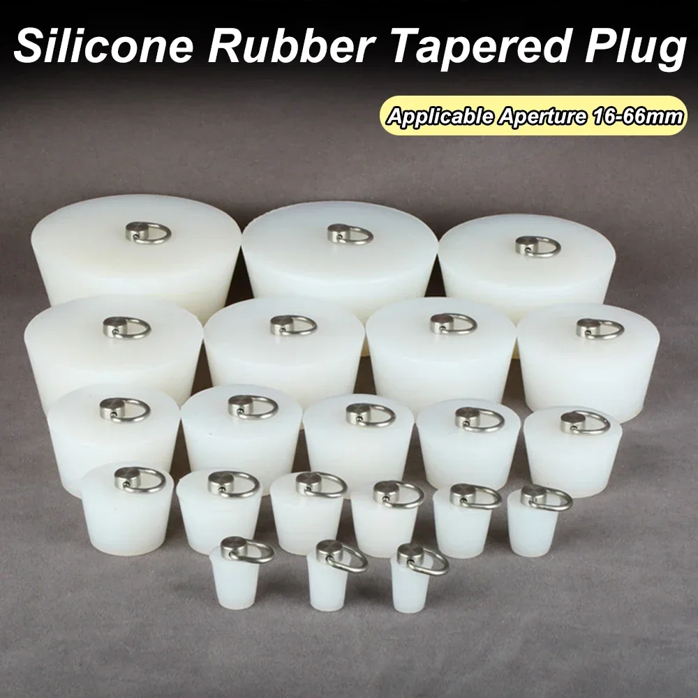 Silicone Rubber Plugs Silicone Rubber Tapered Plug 16 to 66mm Solid Bungs Stopper with Stainless Steel D Ring for Kitchen Bathroom Laundry Sink rubber caps silicone rubber caps