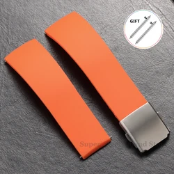 Silicone Quick Release Waterproof Sport Watch Strap - Soft and Durable Wrist Band - 22mm (Orange)