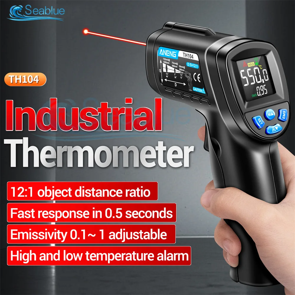 

TH104 VA Infrared Thermometer Handheld Heat Temperature for Cooking Pizza Oven Grill & Engine Laser Surface Anti-Interference