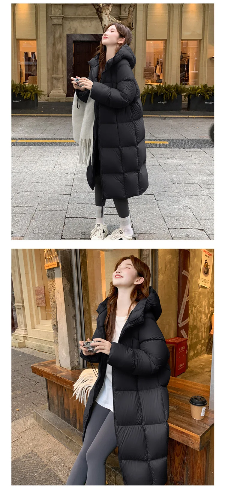2025 Winter Down Cotton Coat Women Long Windproof Warm Long Sleeve Hooded Jacket Solid Color Slim Lady Parkas Overcoat Female