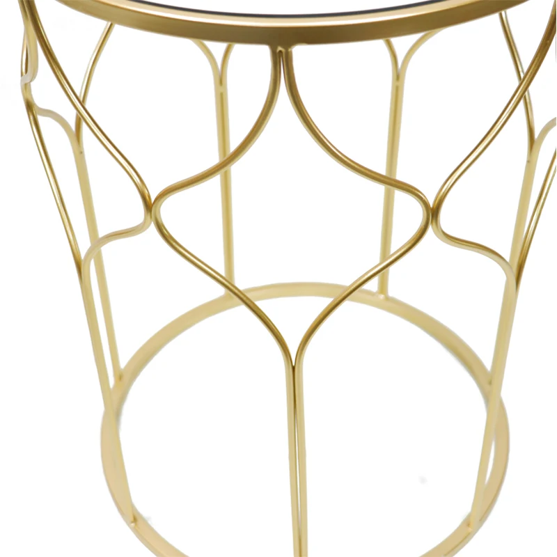Modern Gold Metal Rattan Set Of 2 Marble Round Side Coffee Table Luxury Decorative Mirrored Console Table For Outdoor Garden
