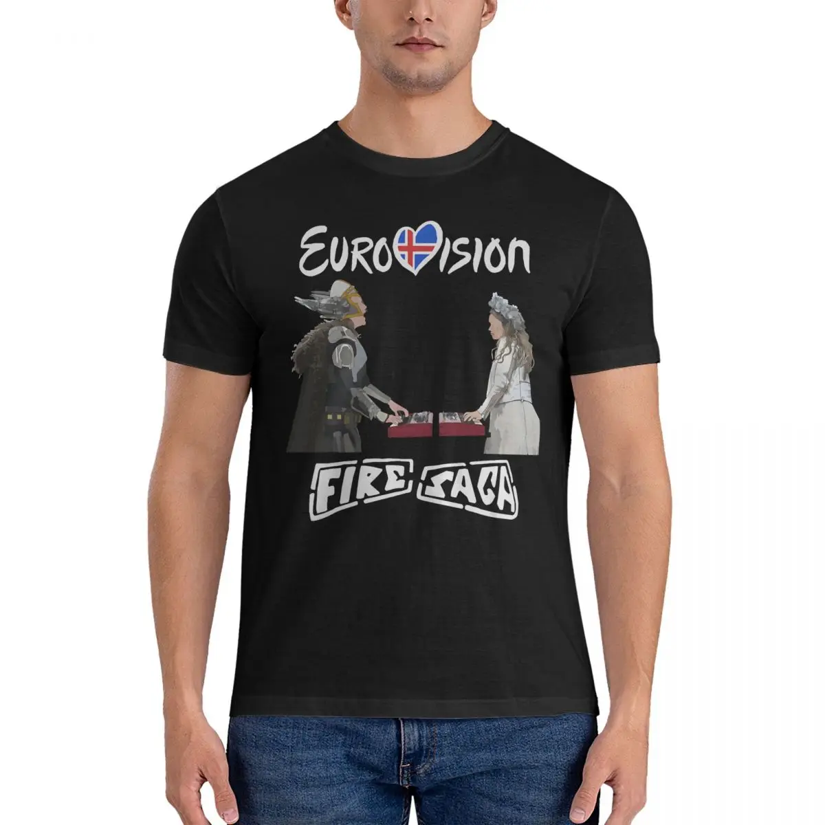 Мужская рубашка из натурального хлопка, с коротким рукавом и круглым вырезом