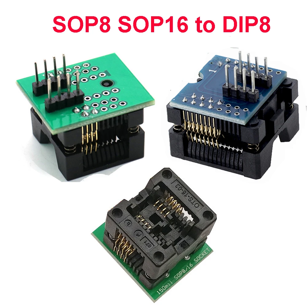 

SOP8 SOP16 to DIP8 Adapter Socket SOIC8 Wide-body Seat Wide 150 200mil 300mil Programmer IC Test for EZP2010 EZP2013 CH341A