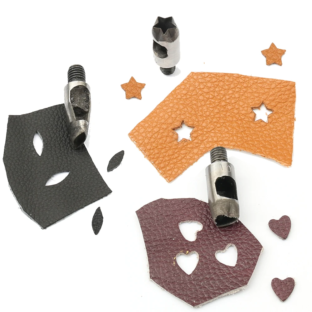 Multiple Shapes Punching M8 Thread Hand Press Special-shaped Punch Leathercraft Belt Cut DIY Handmade Accessories