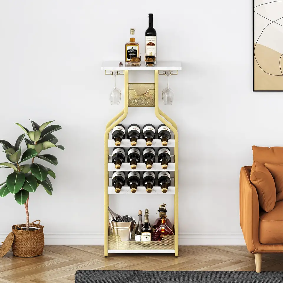Freestanding Metal Wine Rack Storage Organizer