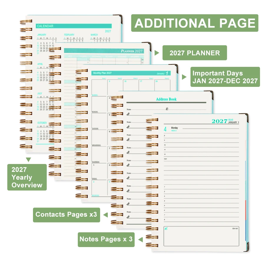 Weekly & Monthly Spiral Planner with Deer Logo - A5 Notebook Agenda Diary Calendar Organizer