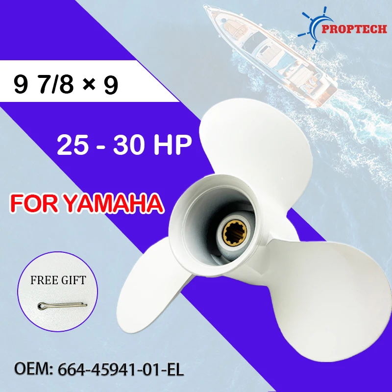 9 7/8*9 Outboard Propeller For YAMAHA 20HP 25HP 30HP Boat Motor 664-45941-01-EL 3 Blade 10 Spline Aluminum Alloy Screw