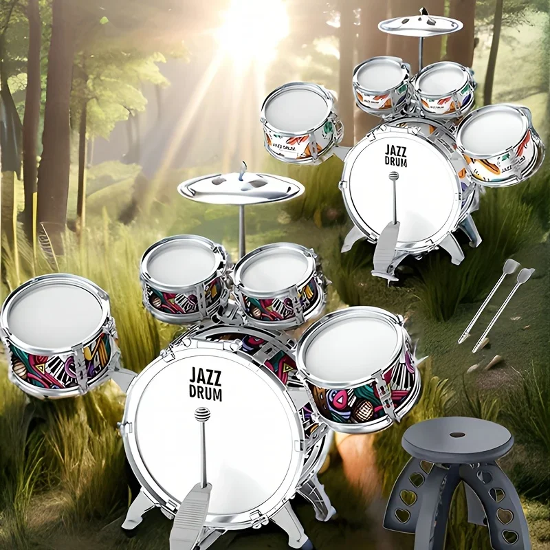 Children's Home Edition Jazz Toy Set Drum Set Newly Upgraded Rock Drum Suitable for Cultivating A Rock Music Heart in Children
