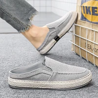 Sandales d'extérieur pour hommes, demi-pantoufle, chaussures d'été décontractées, toile à fond souple, chaussures de marche légères, chaussures vulcanisées 2