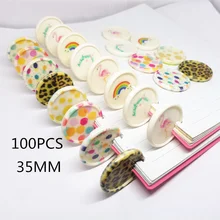

100PCS35MM mushroom hole notebook loose-leaf buckle plastic buckle printing pattern disc mushroom buckle