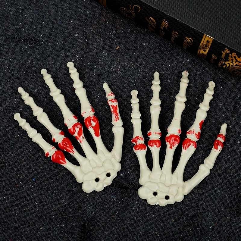 1pair Halloween Fake Skeleton Hands Bone Scary Human Hand Horror Props for Halloween Party Decoration Supplies Haunted House