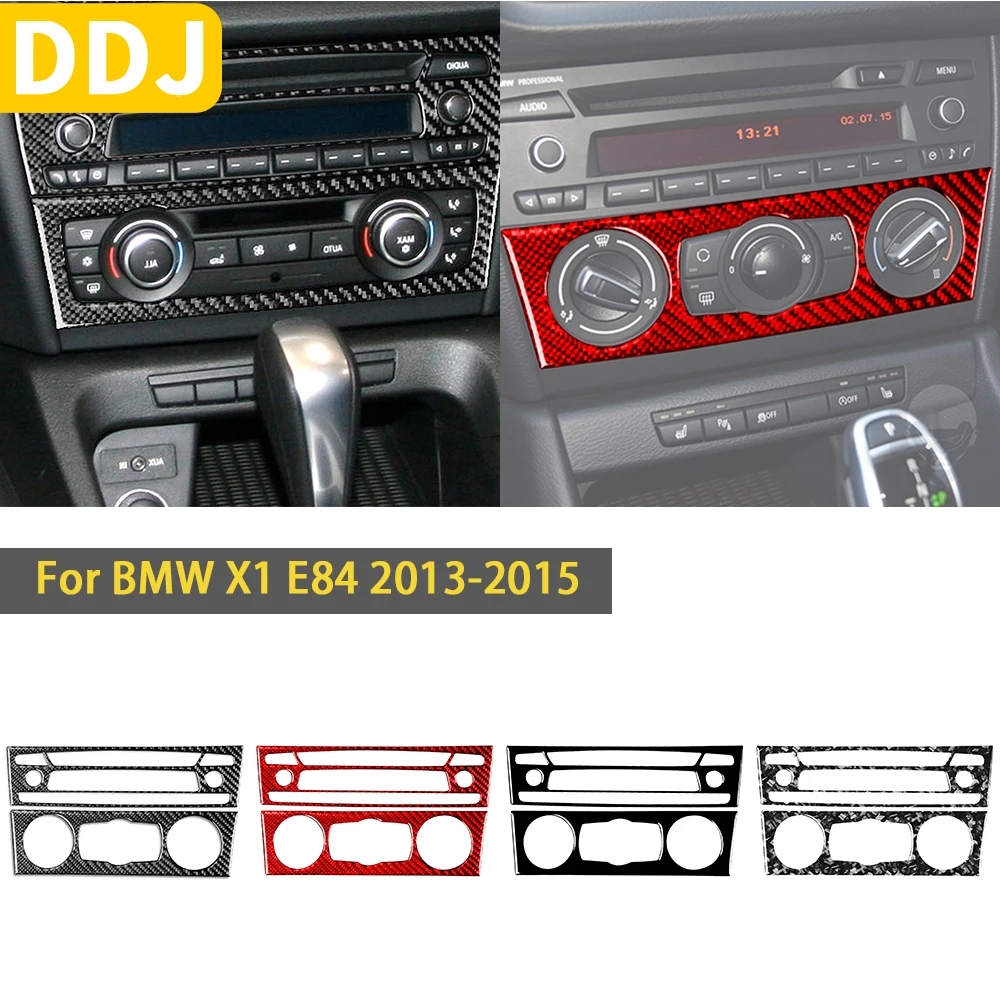 

Real For BMW X1 E84 2013 2014 2015 Accessories Carbon Fiber Interior Center Console Radio Air Conditioning Control Sticker