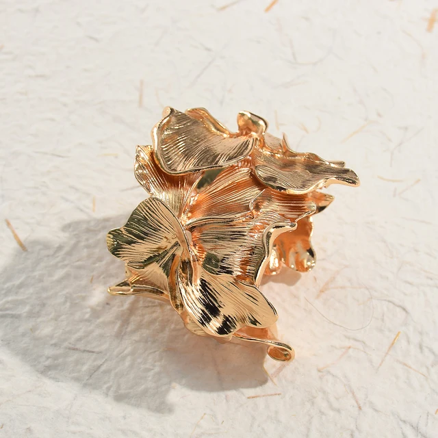 Exaggerated Vintage Metal Hollow Leaves Open Bracelets Bangle For Women Hip-hop Punk Jewelry Party Accessory 3