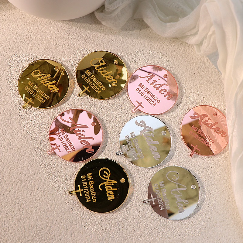 MXN Etiquetas De Placa De Acrílico Personalizadas Con Espejo, Etiquetas De Nombre Acrílicas Grabadas Personalizadas Para Boda, Compromiso, Aniversario, Cumpleaños, Navidad, Bautismo, Etiqueta De