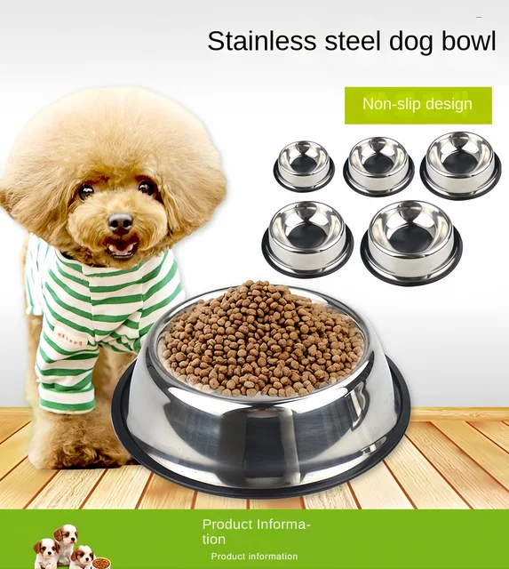 Pet Dog Cat Stainless Steel Bowl Pet Feeding Bowl Cat and Dog Drinking Bowl Metal Feeder Bowl Durable Easy To Clean 6 Sizes 5