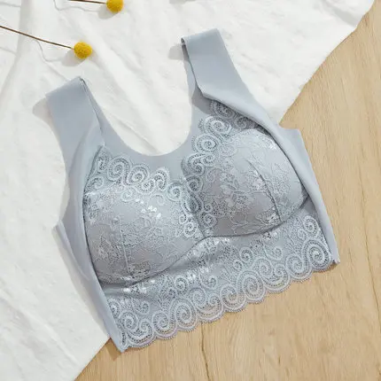 thumbnail image 1 of Sujetador de mujer sexy de encaje de talla grande de una pieza Bralette Top hace que los pechos grandes parezcan más pequeños Push Up Lencería femenina, 1 of 5