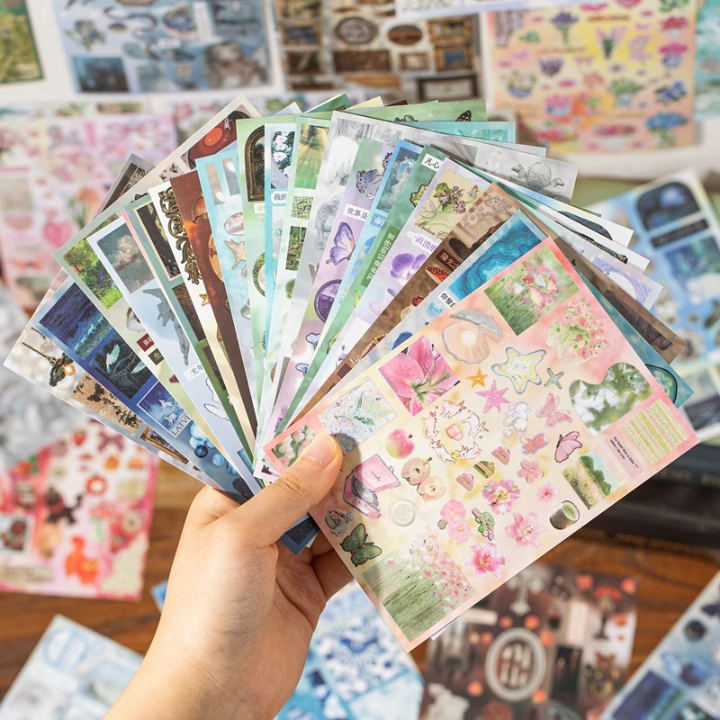 30 pagine adesivi decorativi stile retrò libro scrapbooking cassa del telefono diario fai da te materiale collage adesivo regalo - immagine 4