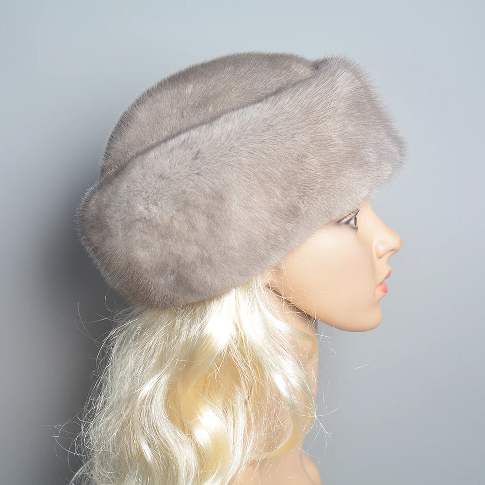 100% Real Natural Whole Fur Mink Fur Hat Women Winter Elegant European and American Fashion Women Fashion Real Mink Fur Cap 3