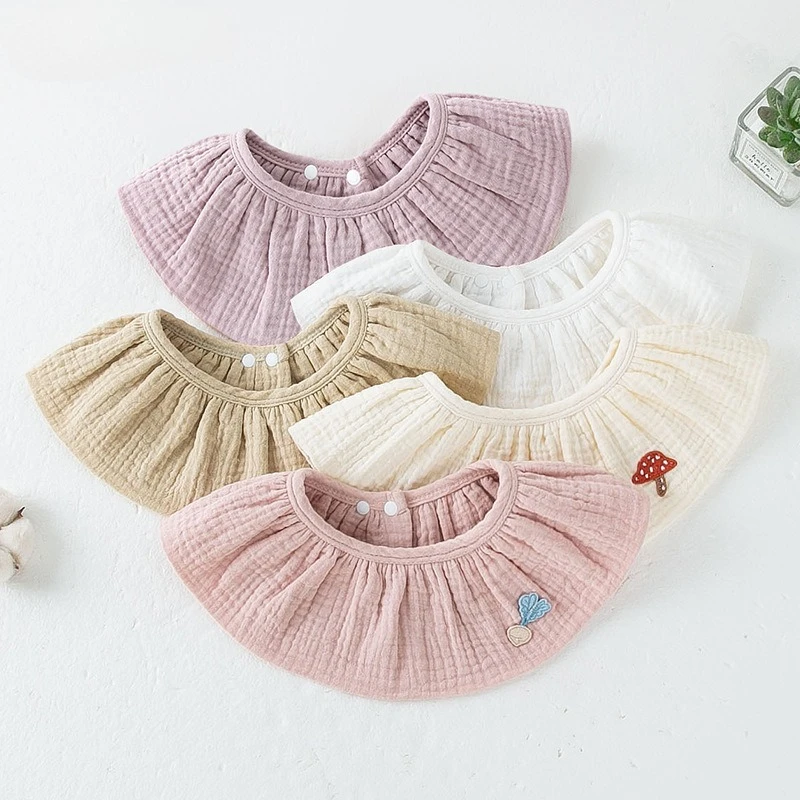 5pcs  턱받이 소녀 면 침 타월  거즈 여름 얇은 수유 턱받이 조절 가능한 소녀 스카프 트림 천  용품